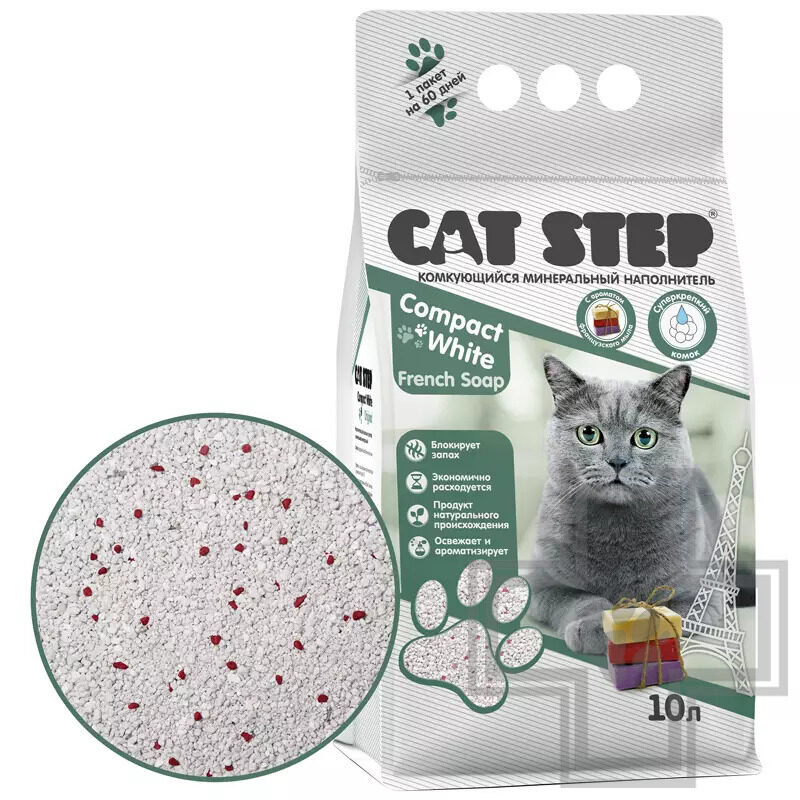 Cat Step Compact White French Soap Наполнитель бентонитовый комкующийся Cat Step Compact White French Soap Наполнитель бентонитовый комкующийся