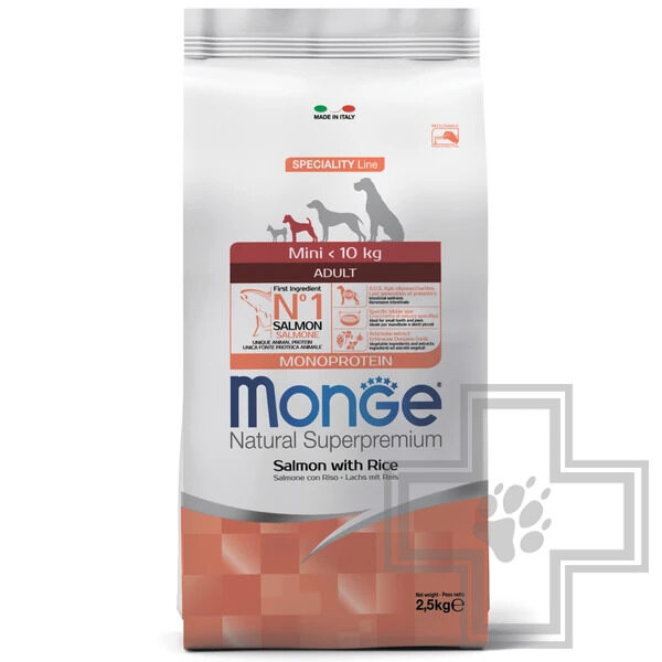 Monge Speciality Line Monoprotein Mini Корм для взрослых собак мелких пород, с лососем и рисом