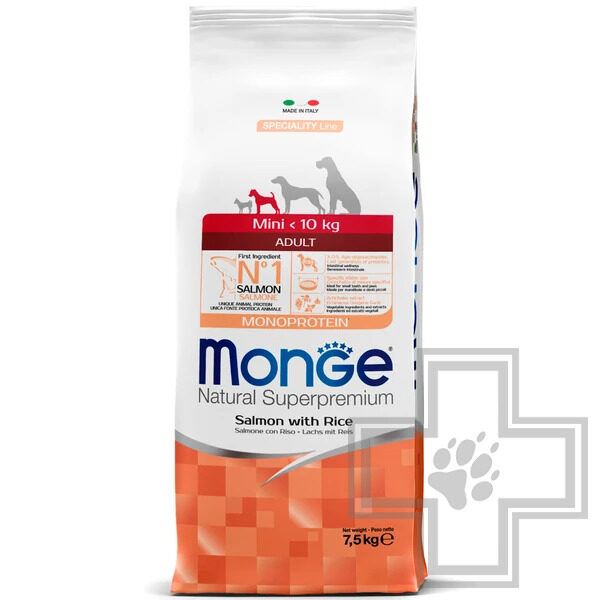 Monge Speciality Line Monoprotein Mini Корм для взрослых собак мелких пород, с лососем и рисом