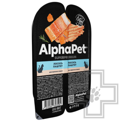 AlphaPet Пресервы для для взрослых кошек, паштет с лососем