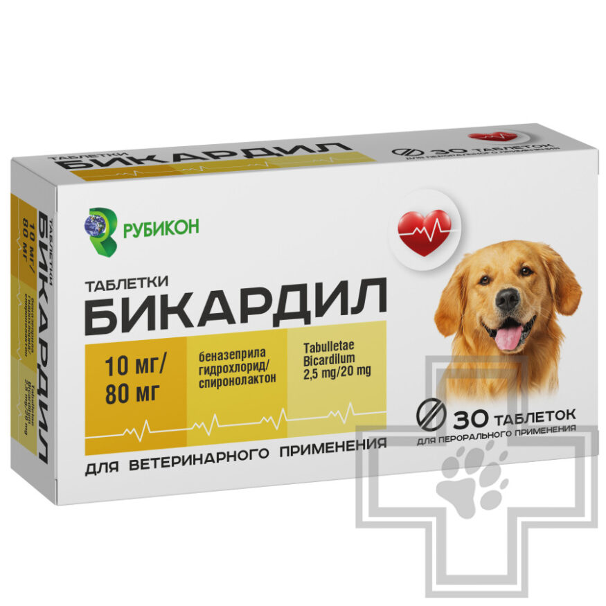 Бикардил Таблетки для лечения застойной сердечной недостаточности у собак Бикардил Таблетки для лечения застойной сердечной недостаточности у собак