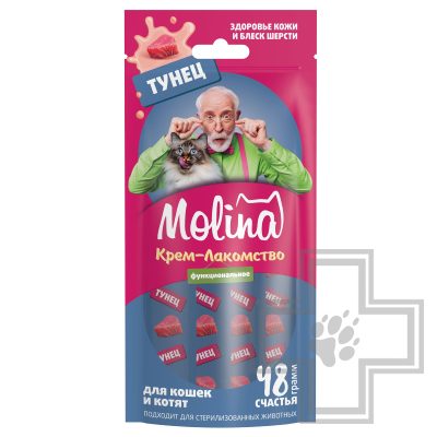 Molina Крем-лакомство с тунцом для взрослых кошек, для кожи и шерсти