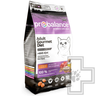 ProBalance Gourmet Diet Корм для взрослых кошек, с говядиной и кроликом