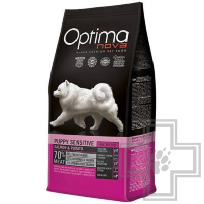 Optima Nova Puppy Sensitive Корм для щенков всех пород с чувствительным пищеварением, с лососем