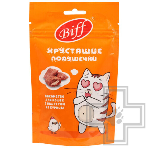 TiTBiT Хрустящие подушечки Biff для кошек с паштетом из курицы