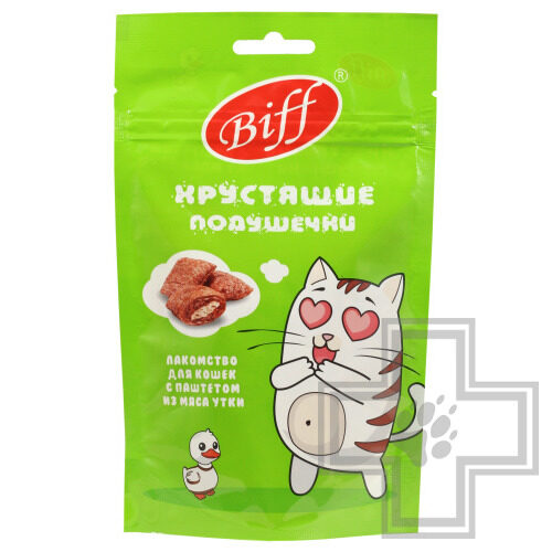 TiTBiT Хрустящие подушечки Biff для кошек с паштетом из утки