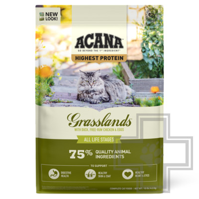 Acana Grasslands Cat&Kitten Корм беззерновой для кошек и котят (утка, курица, индейка, сиг, перепел)