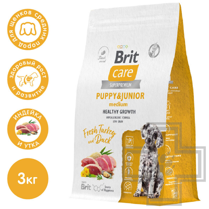 Брит Кеа Healthy Growth Корм для щенков и молодых собак средних пород, с индейкой и уткой Брит Кеа Healthy Growth Корм для щенков и молодых собак средних пород, с индейкой и уткой