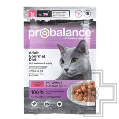 ProBalance Gourmet Diet Пресервы для взрослых кошек, с телятиной и ягненком в желе