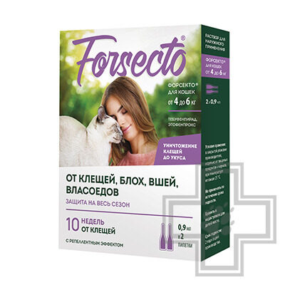 FORSECTO Капли на холку от клещей, блох, вшей и власоедов для кошек