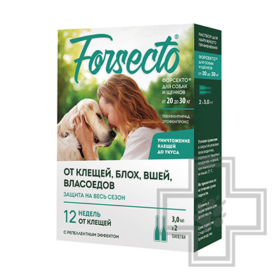 FORSECTO Капли на холку от клещей, блох, вшей и власоедов для собак