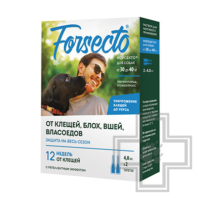 FORSECTO Капли на холку от клещей, блох, вшей и власоедов для собак