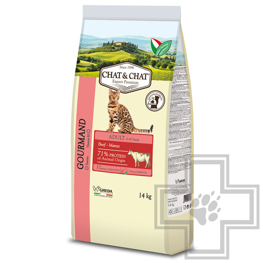 Chat&Chat Expert Adult Корм для взрослых кошек с говядиной и горохом Chat&Chat Expert Adult Корм для взрослых кошек с говядиной и горохом