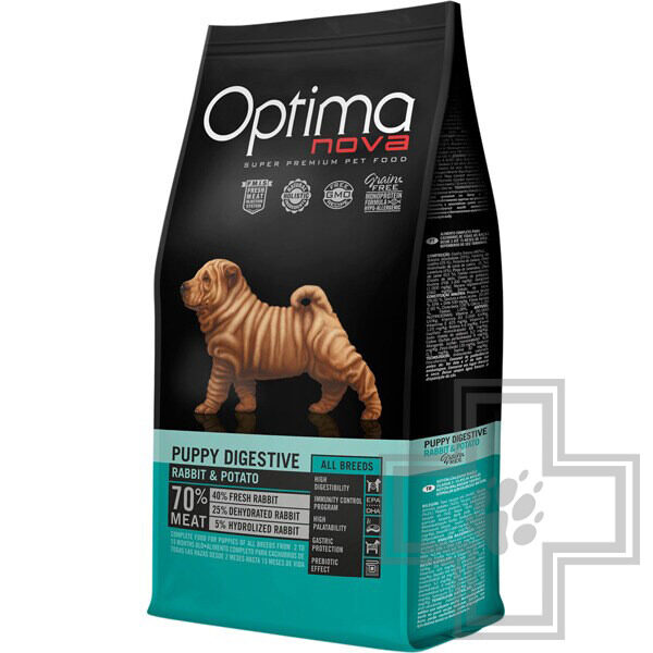 Optima Nova Puppy Digestive Корм для щенков всех пород с проблемами пищеварения, с кроликом