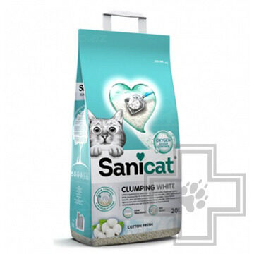 Sanicat Clumping White Cotton Fresh Наполнитель бентонитовый комкующийся, с ароматом хлопка