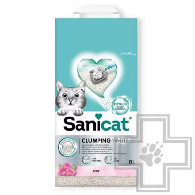 Sanicat Clumping White Rose Наполнитель бентонитовый комкующийся, с ароматом розы