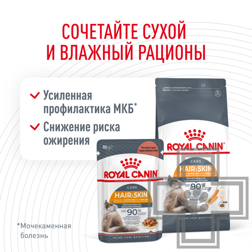 Royal Canin Hair & Skin Care Пресервы для взрослых кошек для поддержания кожи и шерсти, в соусе