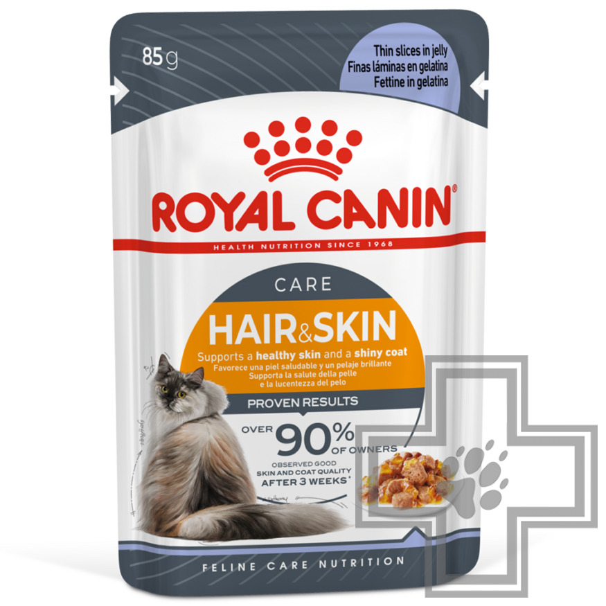 Royal Canin Hair & Skin Care Пресервы для взрослых кошек для поддержания кожи и шерсти, в желе