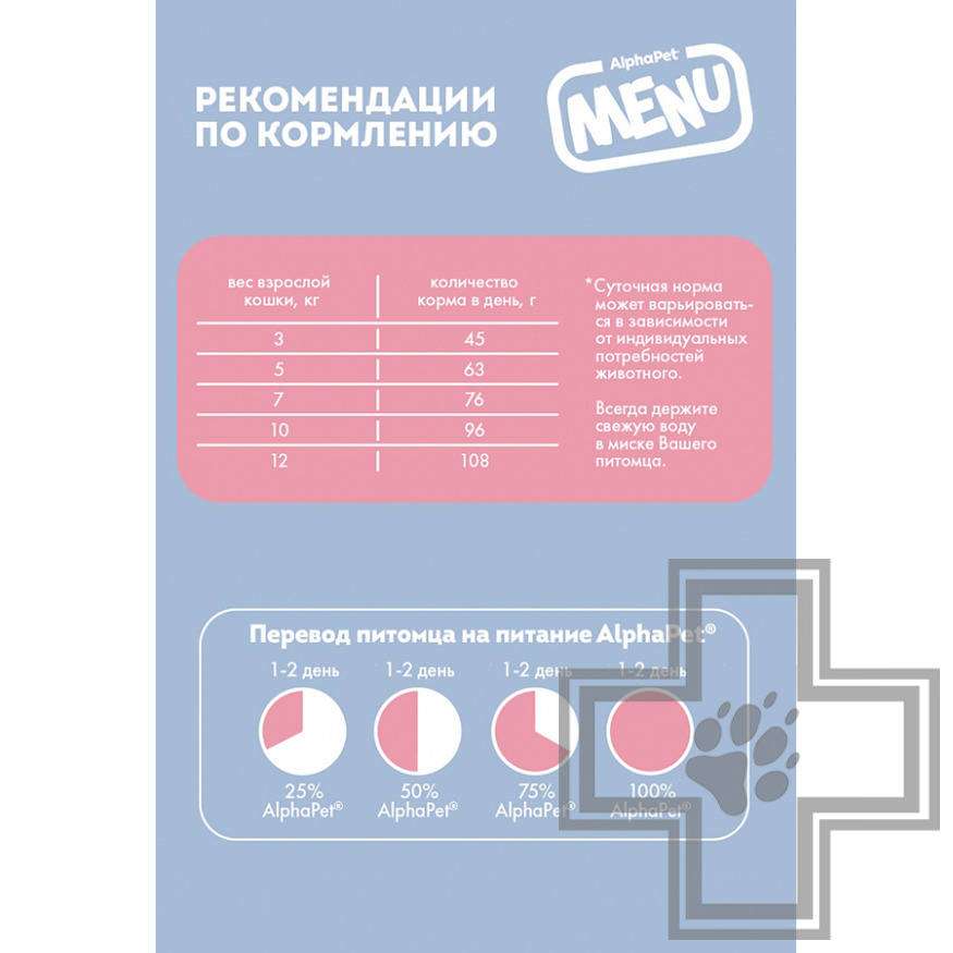 AlphaPet MENU Корм для взрослых кошек, с говядиной