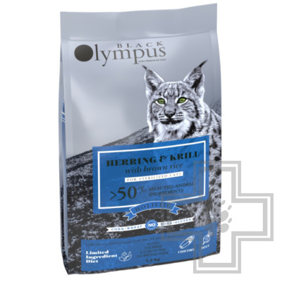 Black Olympus Sterilised Корм для взрослых стерилизованных кошек, с сельдью и крилем