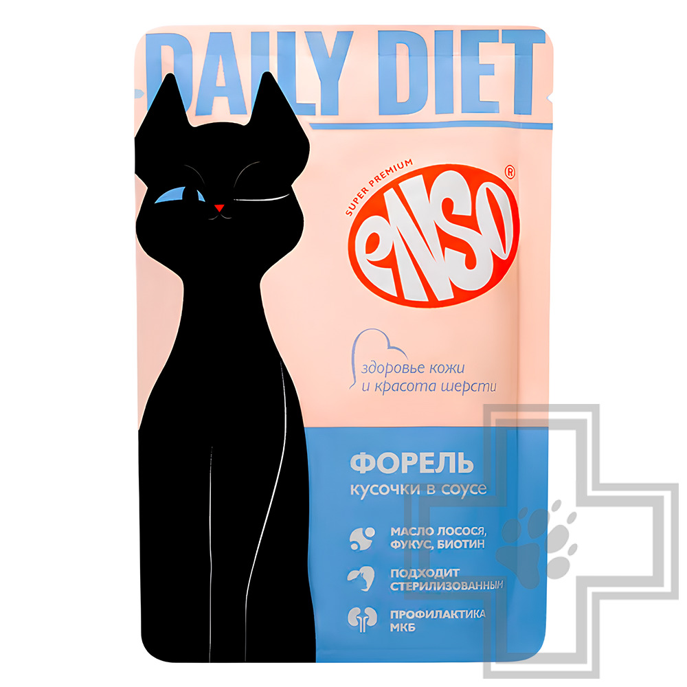 ENSO DAILY DIET Пресервы для взрослых кошек для поддержания здоровья кожи и шерсти, форель в соусе