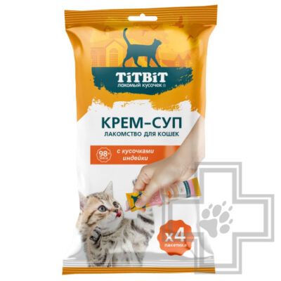 TiTBiT Крем-суп для кошек, с кусочками индейки