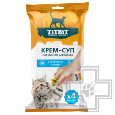 TiTBiT Крем-суп для кошек, с кусочками лосося