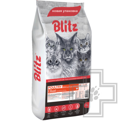 Blitz Classic Poultry Adult Корм для взрослых кошек, с курицей и индейкой