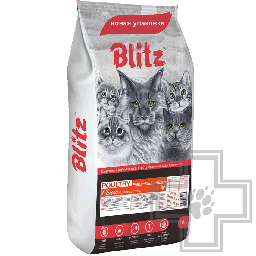 Blitz Classic Poultry Adult Корм для взрослых кошек, с курицей и индейкой