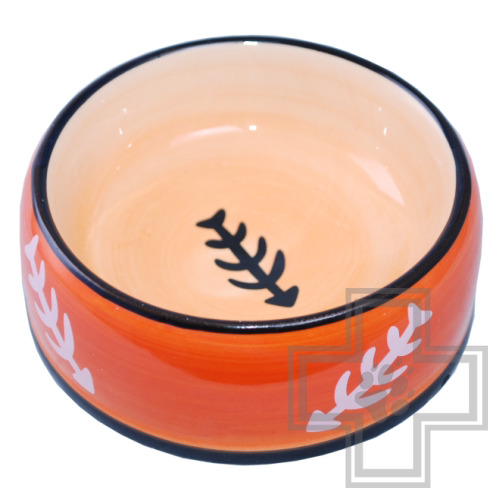 №1 Миска керамическая с рисунком «Косточки» для собак и кошек