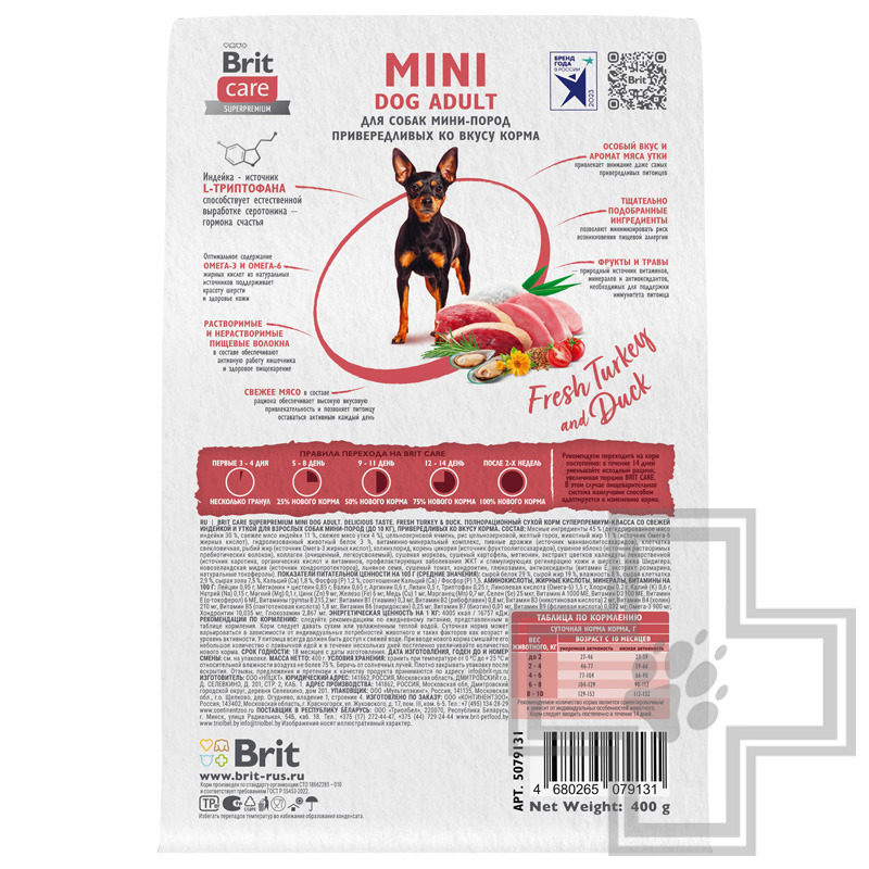 Брит Кеа Delicious Taste Корм для взрослых собак мелких пород, с индейкой и уткой