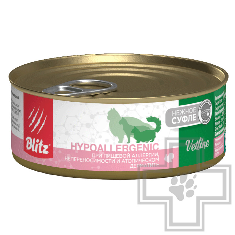 Blitz Cat Vetline Hypoallergenic Консервы-диета для взрослых кошек при пищевой аллергии