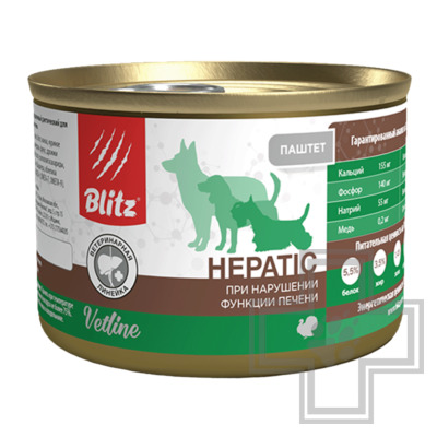 Blitz Dog Vetline Hepatic Консервы-диета для взрослых собак при нарушении функции печени