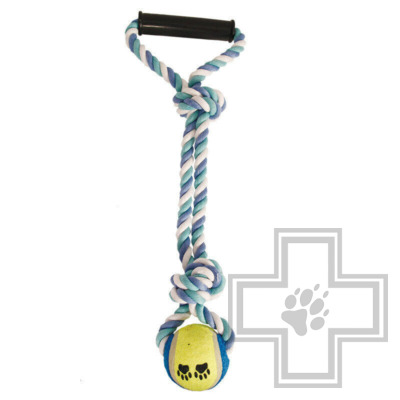 Triol Игрушка "Верёвка с ручкой, 2 узла и мяч" для собак