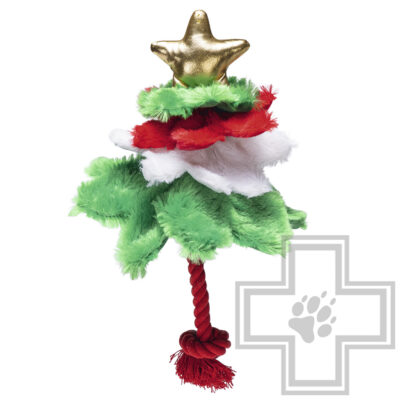 Beeztees Игрушка плюшевая "Рождественская елка с канатом" для собак