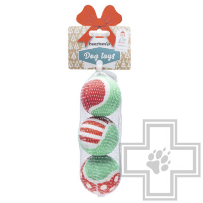 Beeztees Игрушка "Рождественские теннисные мячи" для собак, 3 шт.