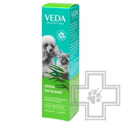 VEDA Крем-бальзам ранозаживляющий фитокомплекс с маслом эвкалипта для собак и кошек