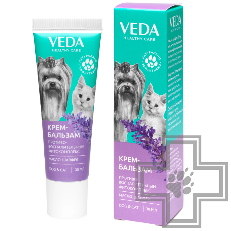 VEDA Крем-бальзам противовоспалительный фитокомплекс с маслом шалфея для собак и кошек VEDA Крем-бальзам противовоспалительный фитокомплекс с маслом шалфея для собак и кошек