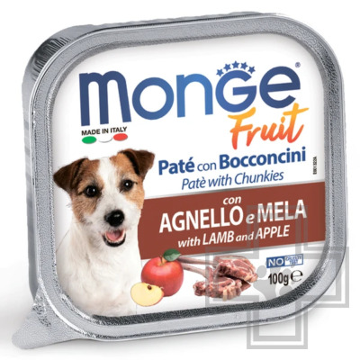 Monge Dog Fruit Консервы для взрослых собак всех пород, с ягненком и яблоком