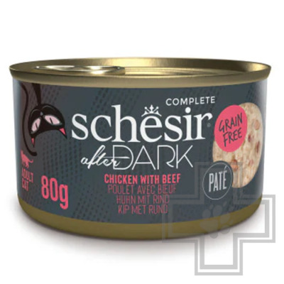 Schesir After Dark Консервы для взрослых кошек, паштет с курицей и говядиной