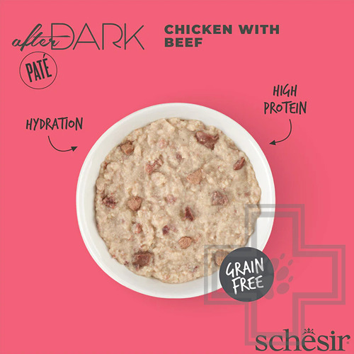 Schesir After Dark Консервы для взрослых кошек, паштет с курицей и говядиной