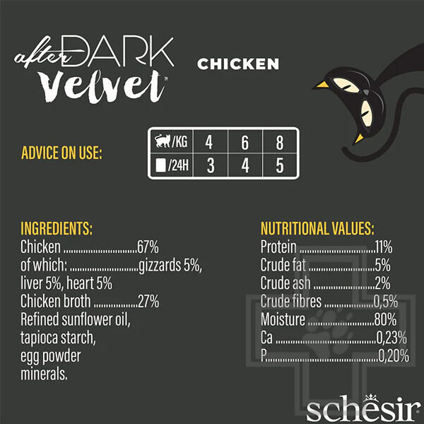 Schesir After Dark Velvet Пресервы для взрослых кошек, мусс с курицей Schesir After Dark Velvet Пресервы для взрослых кошек, мусс с курицей