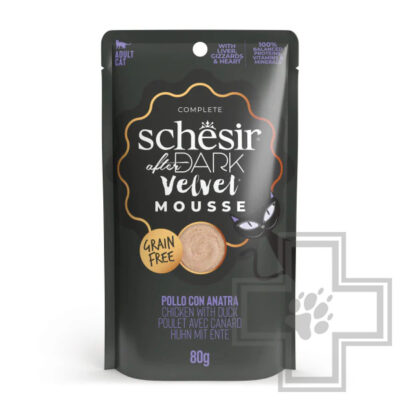 Schesir After Dark Velvet Пресервы для взрослых кошек, мусс с курицей и уткой