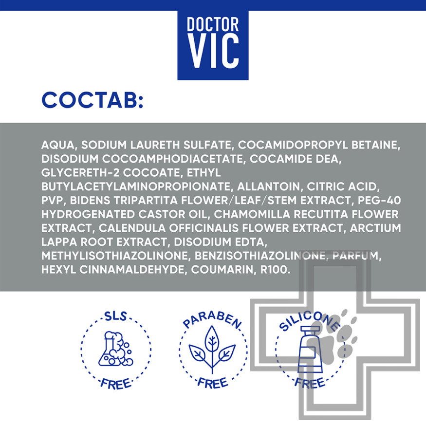 Doctor VIC Шампунь инсекторепеллентный с экстрактами трав для собак и кошек