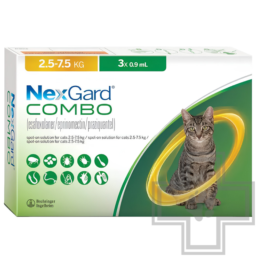 НексГард Комбо Капли от блох, клещей и гельминтов для кошек