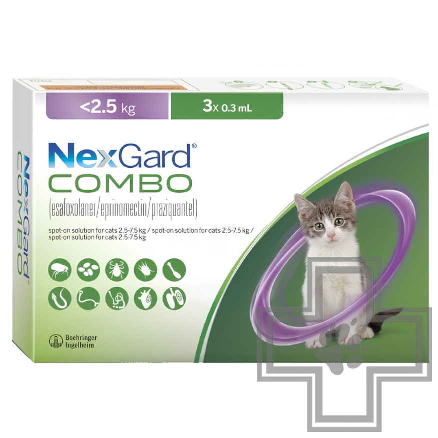 НексГард Комбо Капли от блох, клещей и гельминтов для кошек НексГард Комбо Капли от блох, клещей и гельминтов для кошек