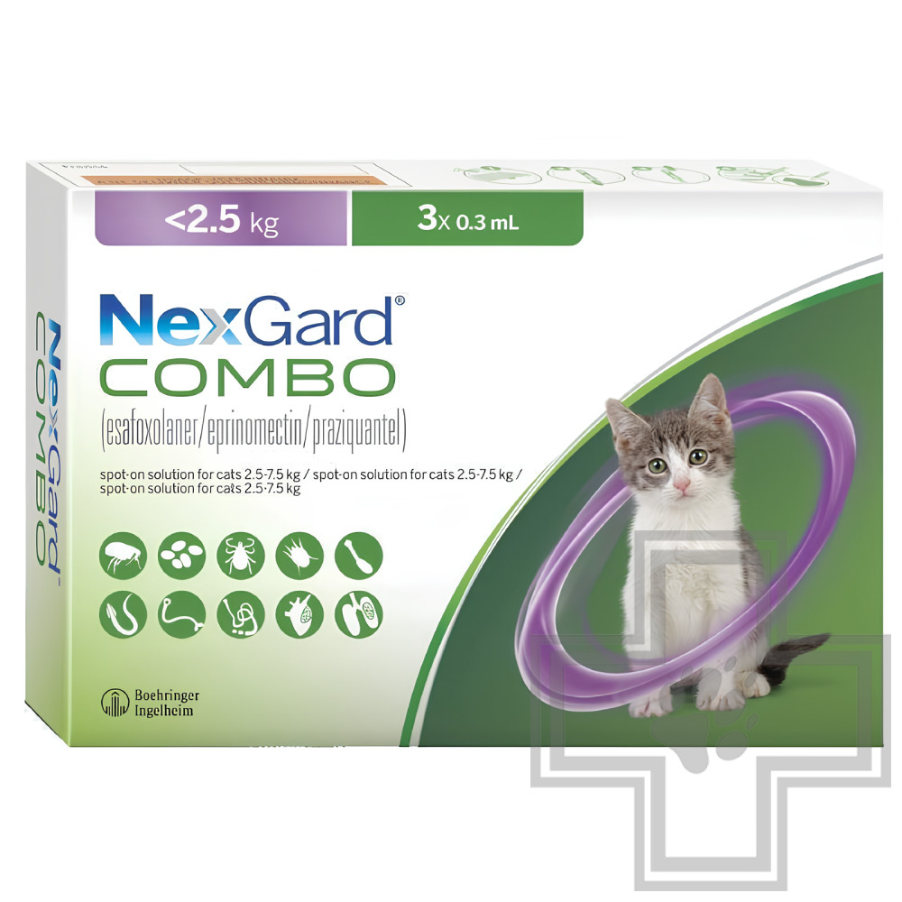 НексГард Комбо Капли от блох, клещей и гельминтов для кошек