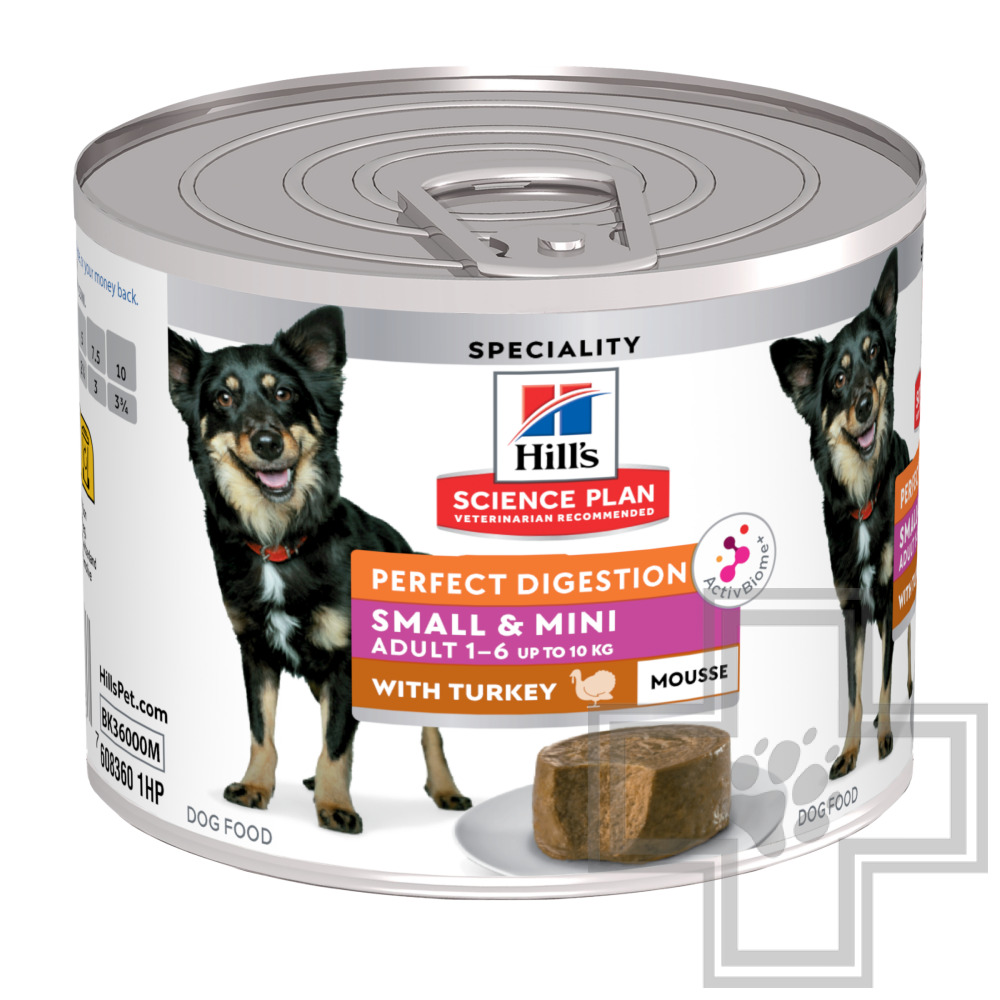 Hill's SP Small & Mini Perfect Digestion Консервы для взрослых собак мелких пород, мусс из индейки