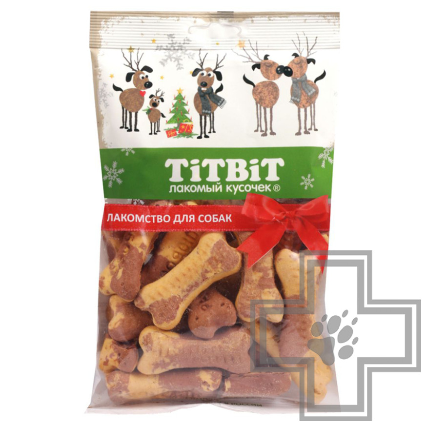 TiTBiT Печенье косточки двухцветные для собак (Новогодняя коллекция)