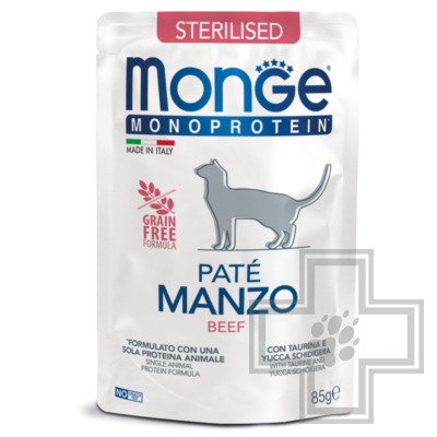 Monge Mono Pate Sterilised Пресервы для взрослых стерилизованных кошек, паштет из говядины